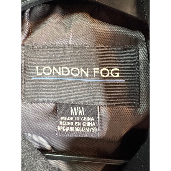 London Fog Men's Black Wool Blend Car Coat Size M/M - Picture 4 of 6